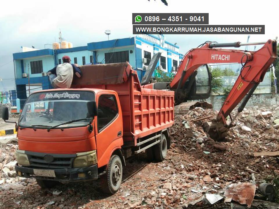 Biaya jasa bongkar bangunan rumah ruko gedung gudang futsal Surabaya Sidoarjo